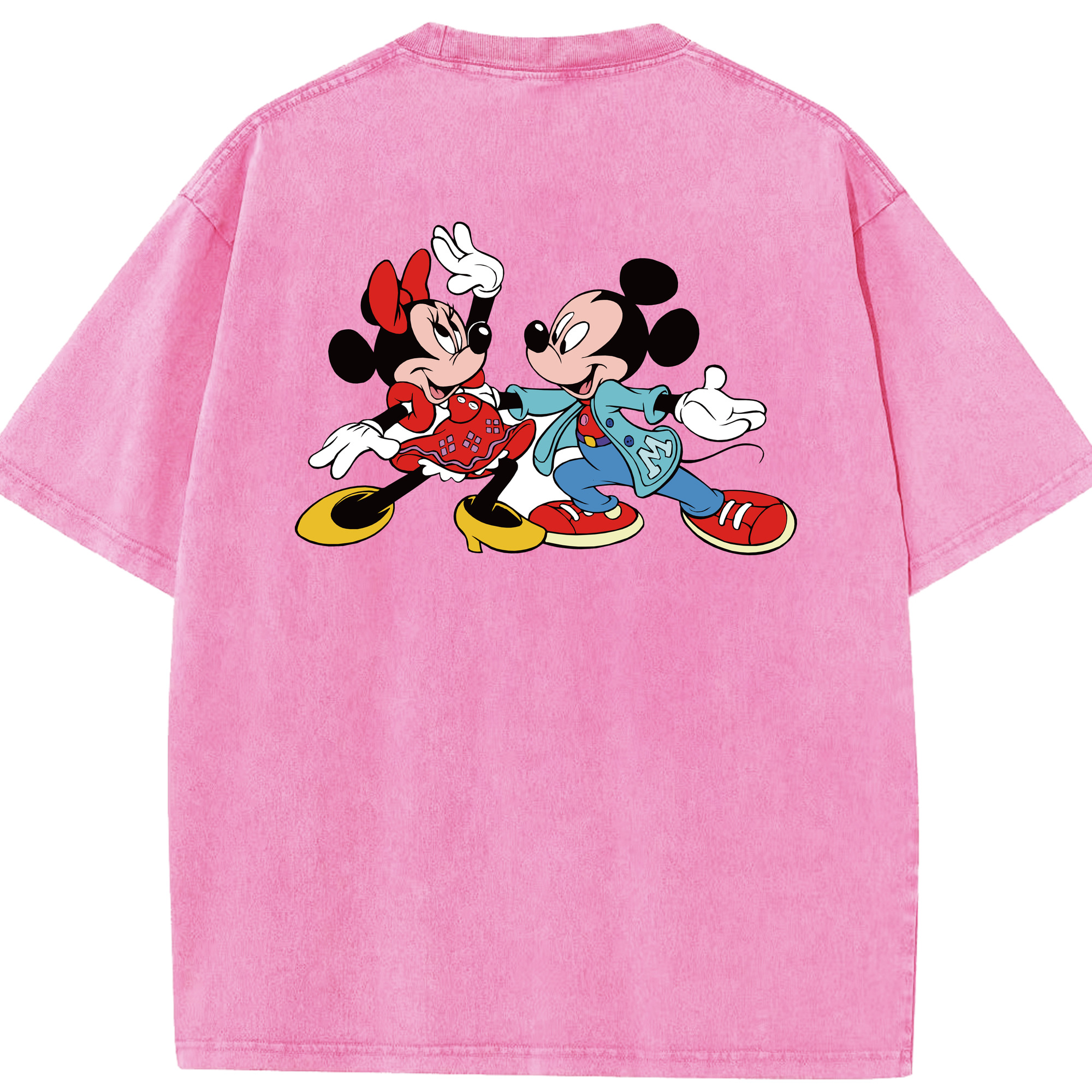 （画像用） ミッキーマウス Mickey Mouse 綿100% ヴィンテージ風 半袖Tシャツ（背面プリント）